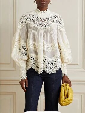 Zimmermann Cream Lace Detail Top